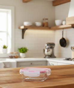 Pote de Vidro Retangular 330ml Hermético Armazenamento