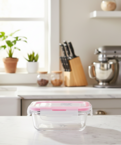 Pote de Vidro Retangular 330ml Hermético Armazenamento