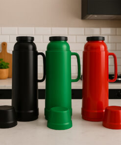 Garrafa Preta vemelha e Verde