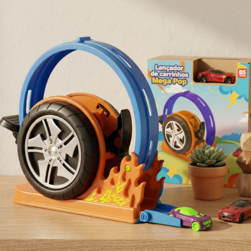 Lançador de carrinhos Mega Pop BS Toys