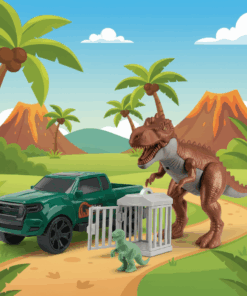 Carrinho de Dinossauro Escape Car Orange Toys