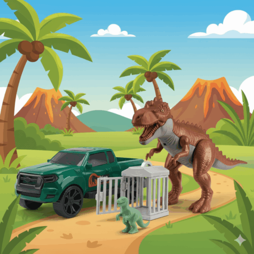 Carrinho de Dinossauro Escape Car Orange Toys