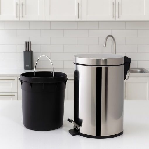 Lixeira Inox 3 Litros com Cesto Removível Echolimp Ideal para Banheiro e Cozinha