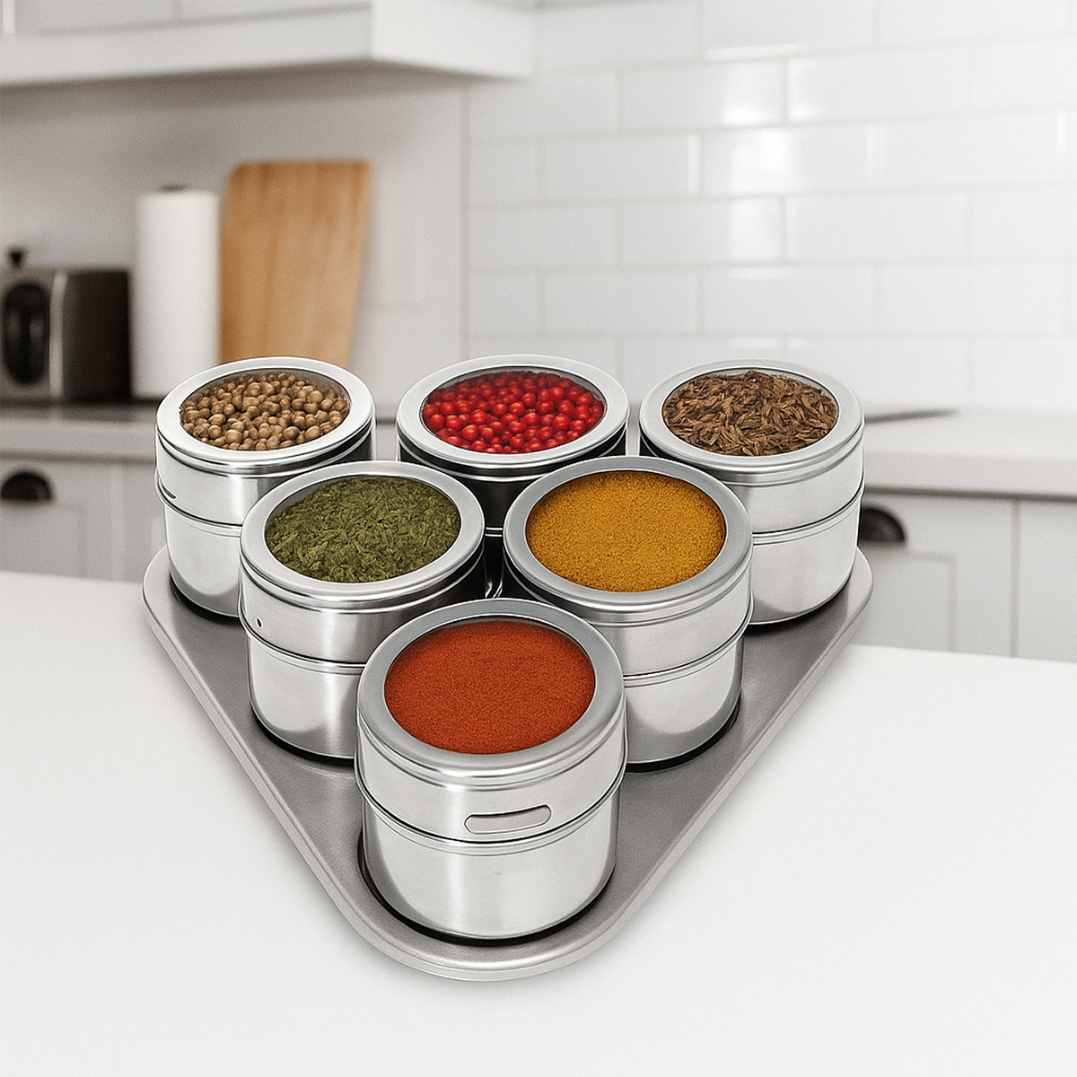 Porta Temperos e Condimentos Inox Conjunto 7 peças Clink