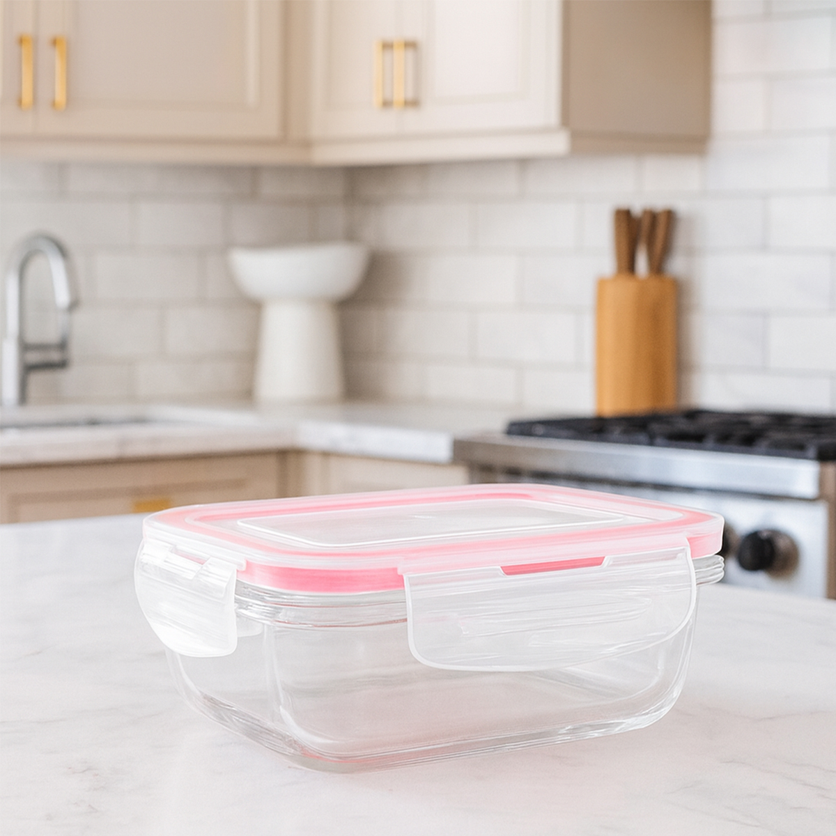 Pote de Vidro Retangular Transparente