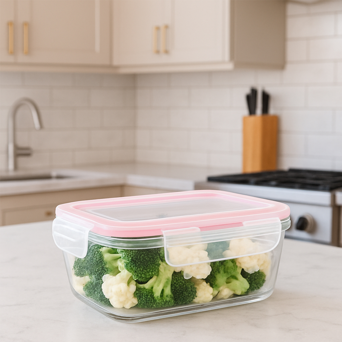 Pote de Vidro Retangular Transparente