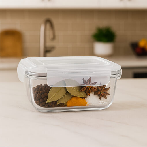 Pote de Vidro Retangular 370ml Hermético Belakaza