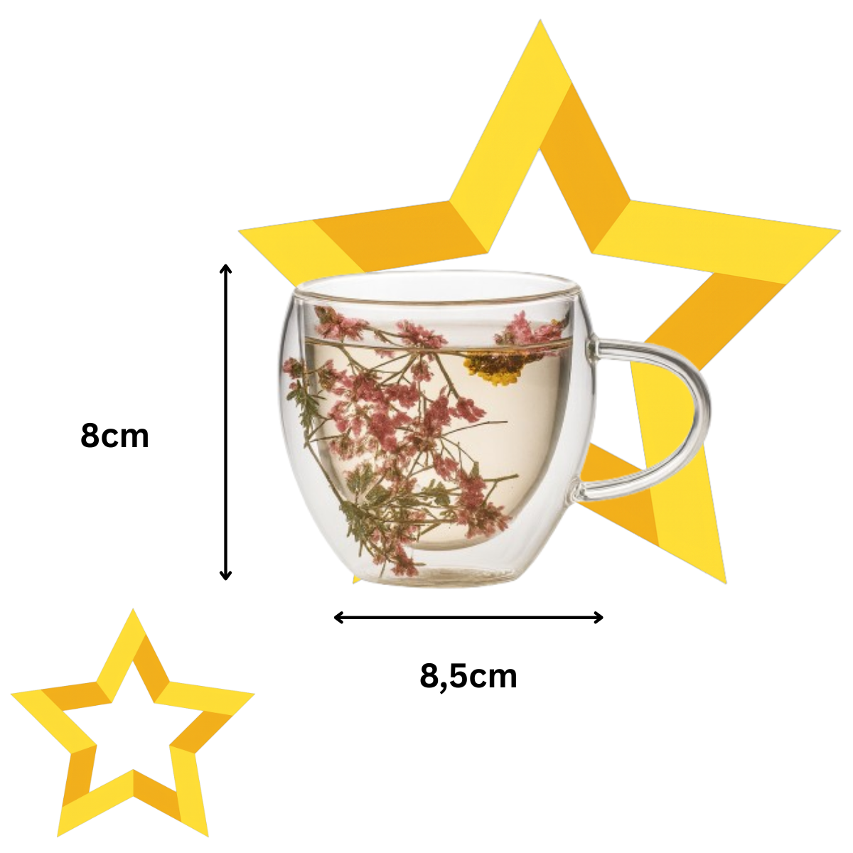 Xícara de Vidro Floral 250ml Borossilicato