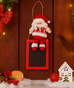 Enfeite de Natal Papai Noel em Tecido com Moldura Vermelha 10×25×50cm Wincy