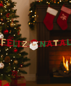 faixa decorativa Feliz Natal com Papai Noel Rio Master