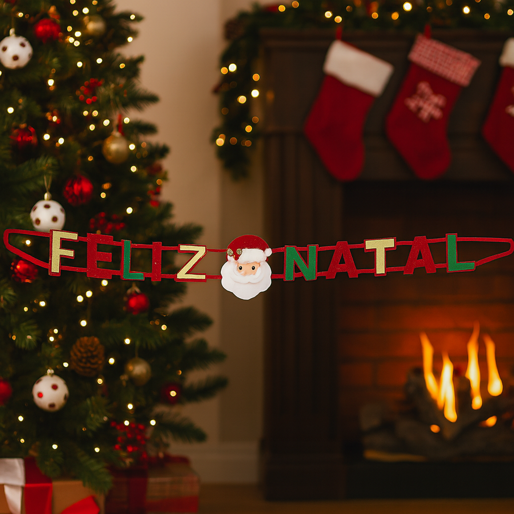 faixa decorativa Feliz Natal com Papai Noel Rio Master