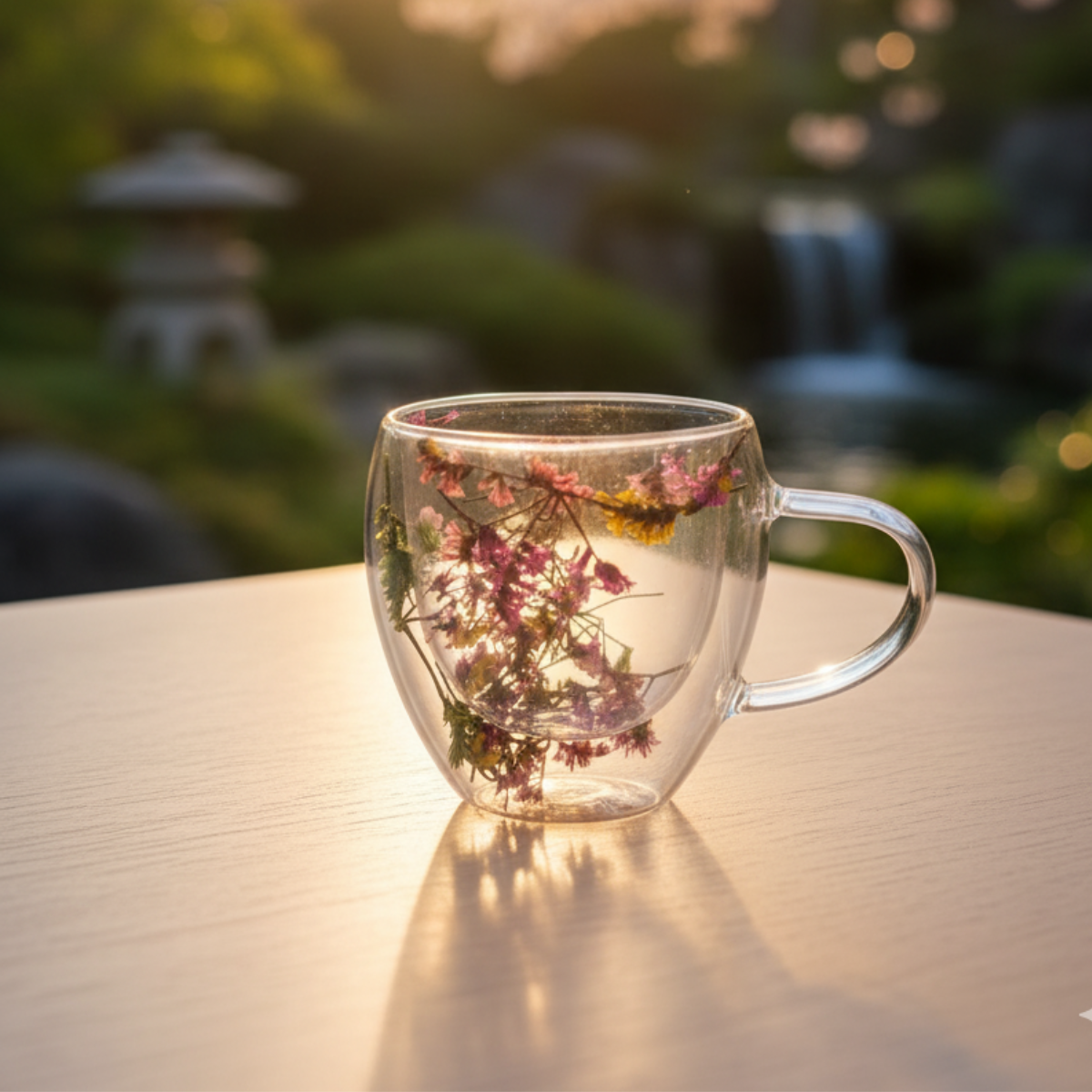 Xícara de Vidro Floral 250ml Borossilicato