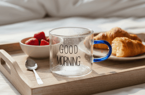 Xicara Caneca de Vidro Good Morning