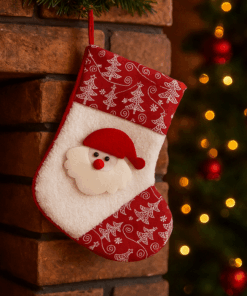 Meia Natalina Vermelha e Branca 13x24cm Wincy Natal