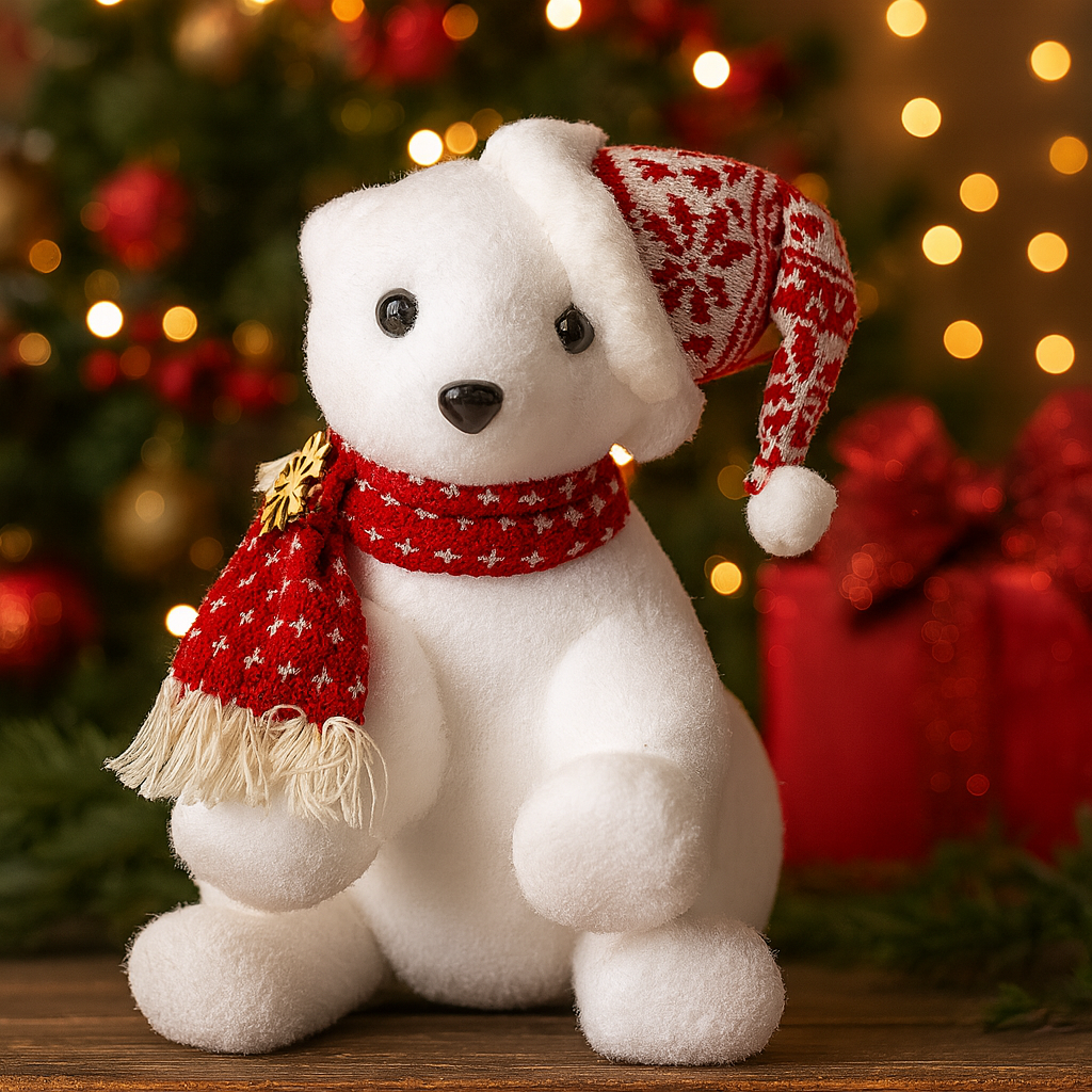 Urso Polar Snow com Gorro Vermelho 20× 30×30 cm