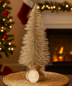 Mini Pinheiro de Natal Champanhe 32cm com Glitter