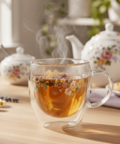 Xícara de Vidro Floral 250ml Borossilicato