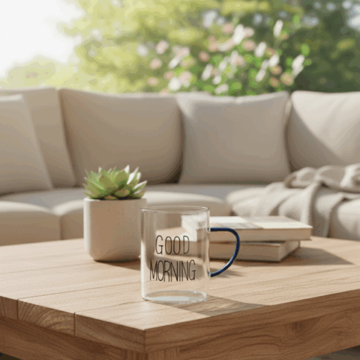 Caneca de Vidro Good Morning 8x8cm