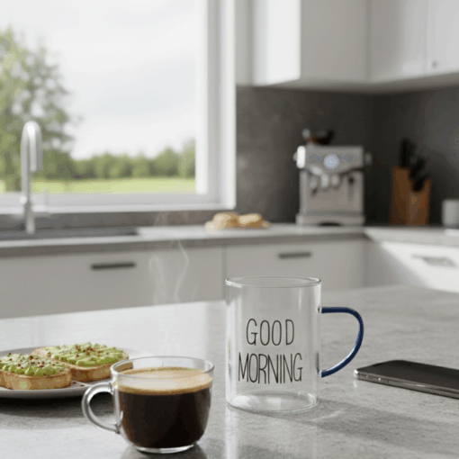 Caneca de Vidro Good Morning 8x8cm