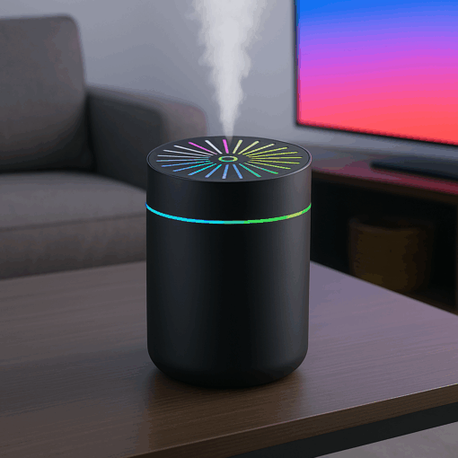 Umidificador Decorativo Circular Silencioso Branco ou Preto