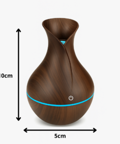 Umidificador de Ar Formato Vaso Marrom 200ml com Luz Colorida