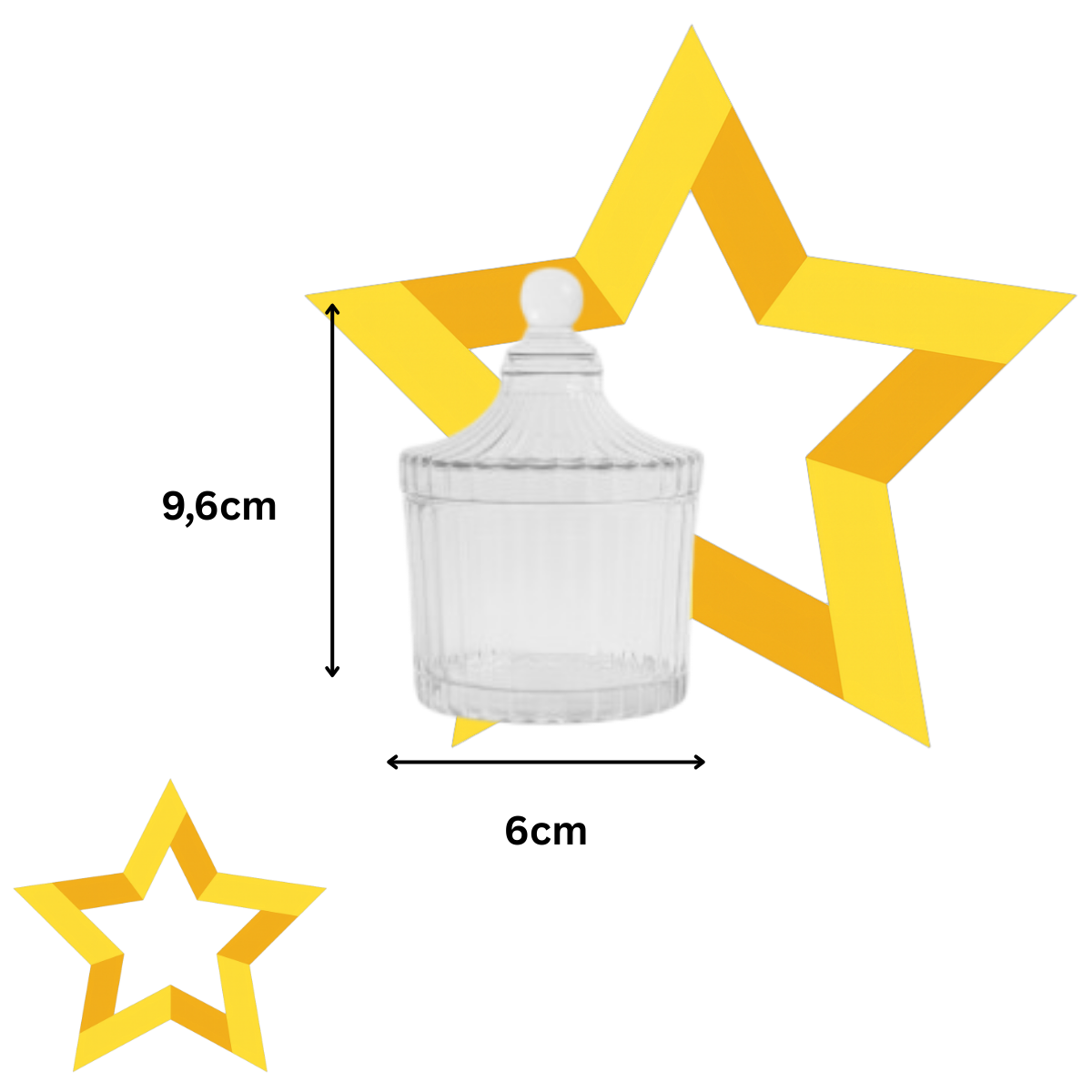 pote Bomboniere de Vidro Decorativa 9,5x6cm