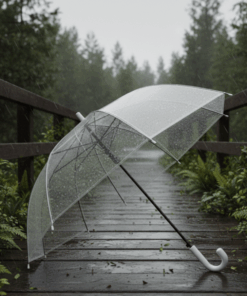 Guarda-Chuva Transparente com Cabo Branco 84cm