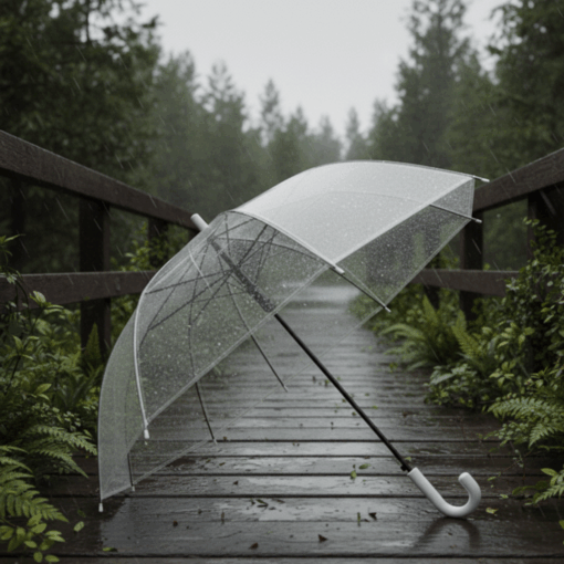 Guarda-Chuva Transparente com Cabo Branco 84cm