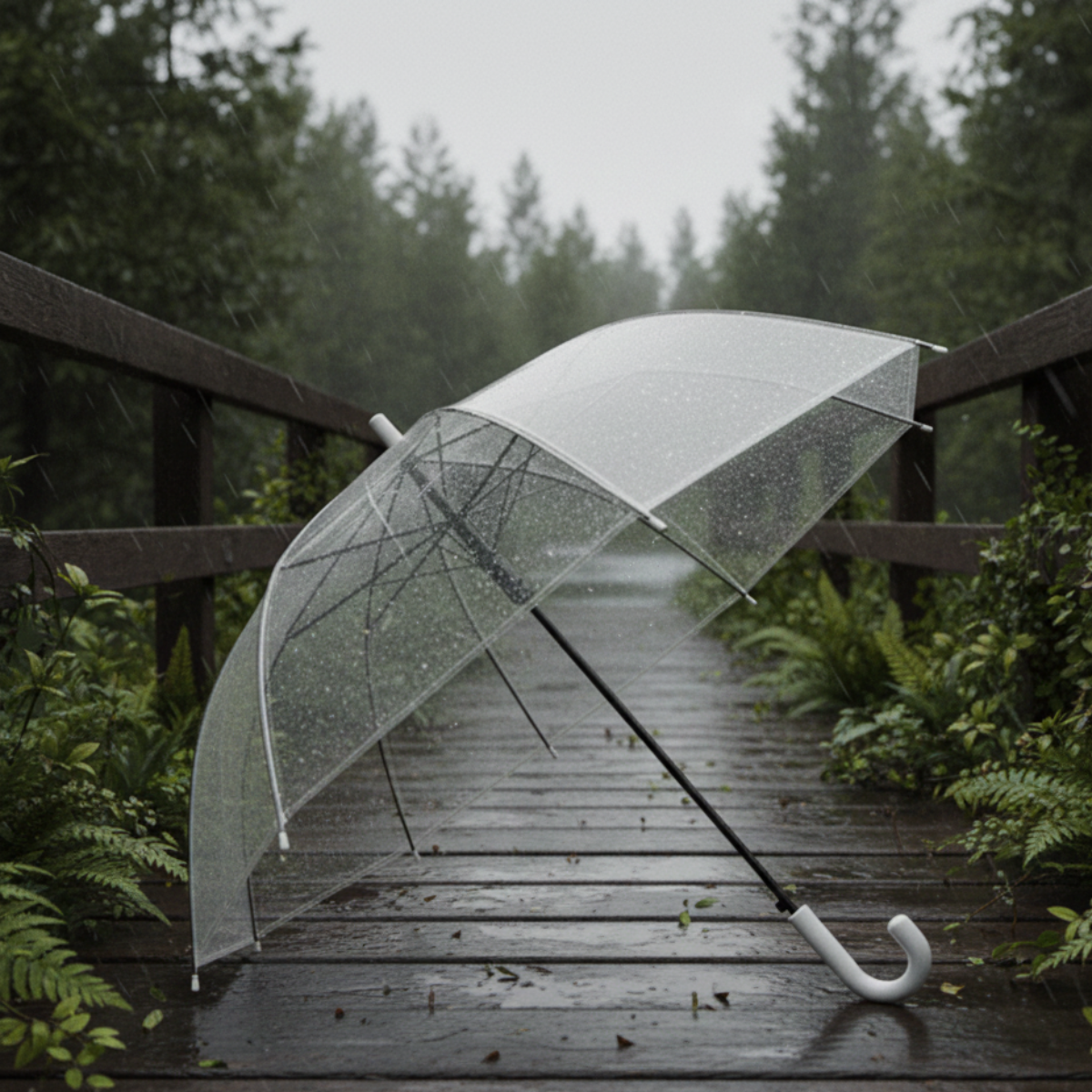 Guarda-Chuva Transparente com Cabo Branco 84cm