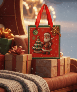 Mini Sacola de Papel Decorada de Natal Papei Noel 15x15cm