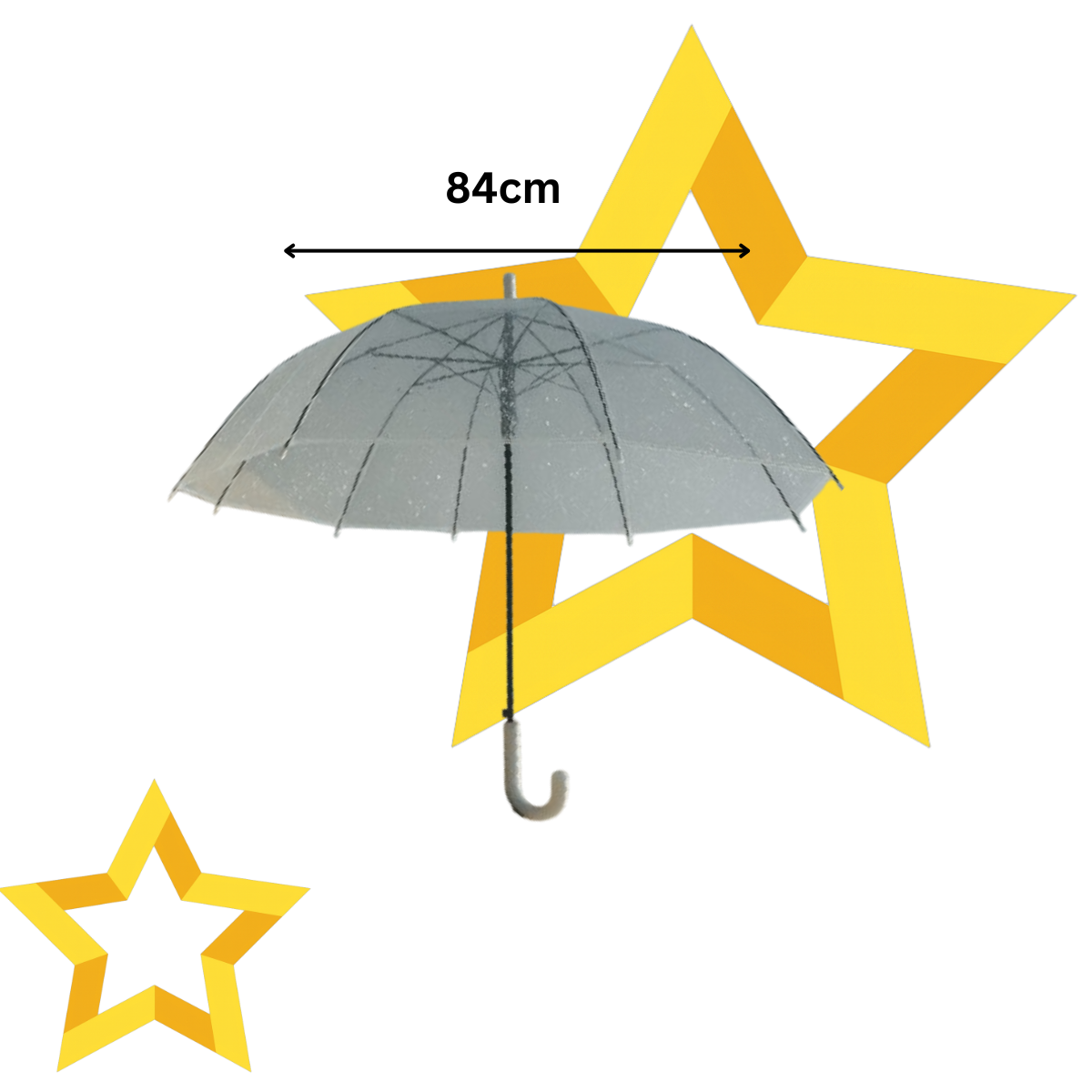Guarda-Chuva Transparente com Cabo Branco 84cm