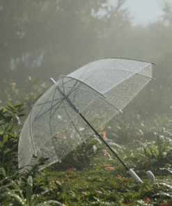 Guarda-Chuva Transparente com Cabo Branco 84cm