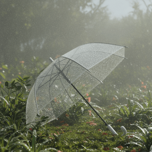 Guarda-Chuva Transparente com Cabo Branco 84cm