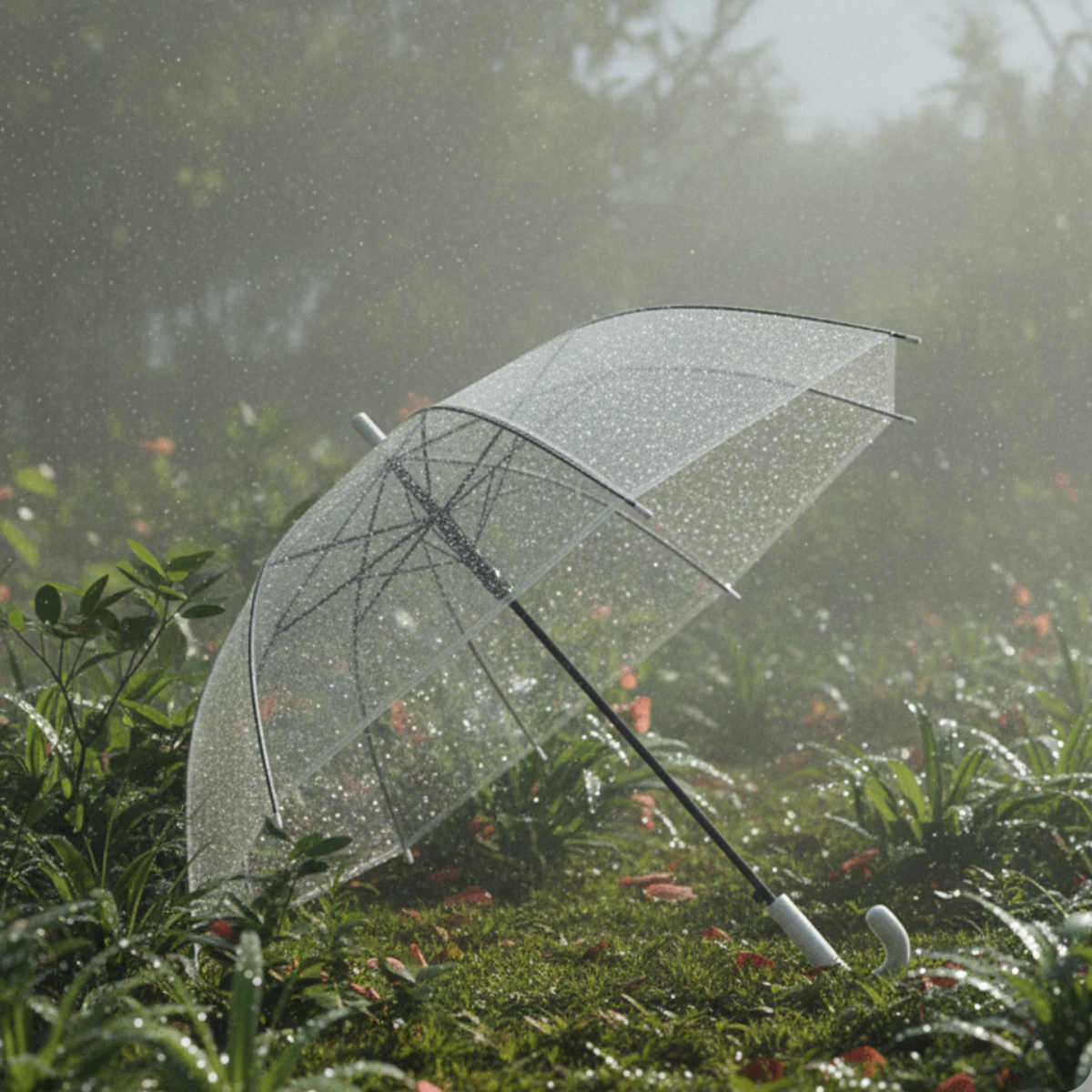 Guarda-Chuva Transparente com Cabo Branco 84cm
