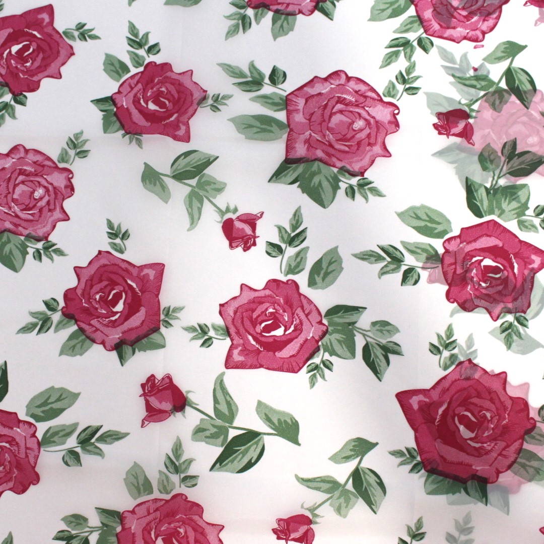 Cortina de Box Plast Leo Floral Rosa Translúcida 1,35m x 1,78m