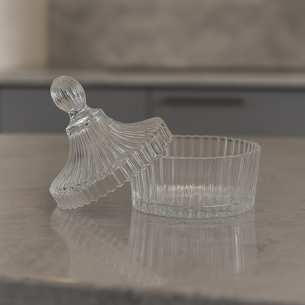 Bomboniere de Vidro com Tampa Decorada 13,5x15,5 cm - Imagem 5