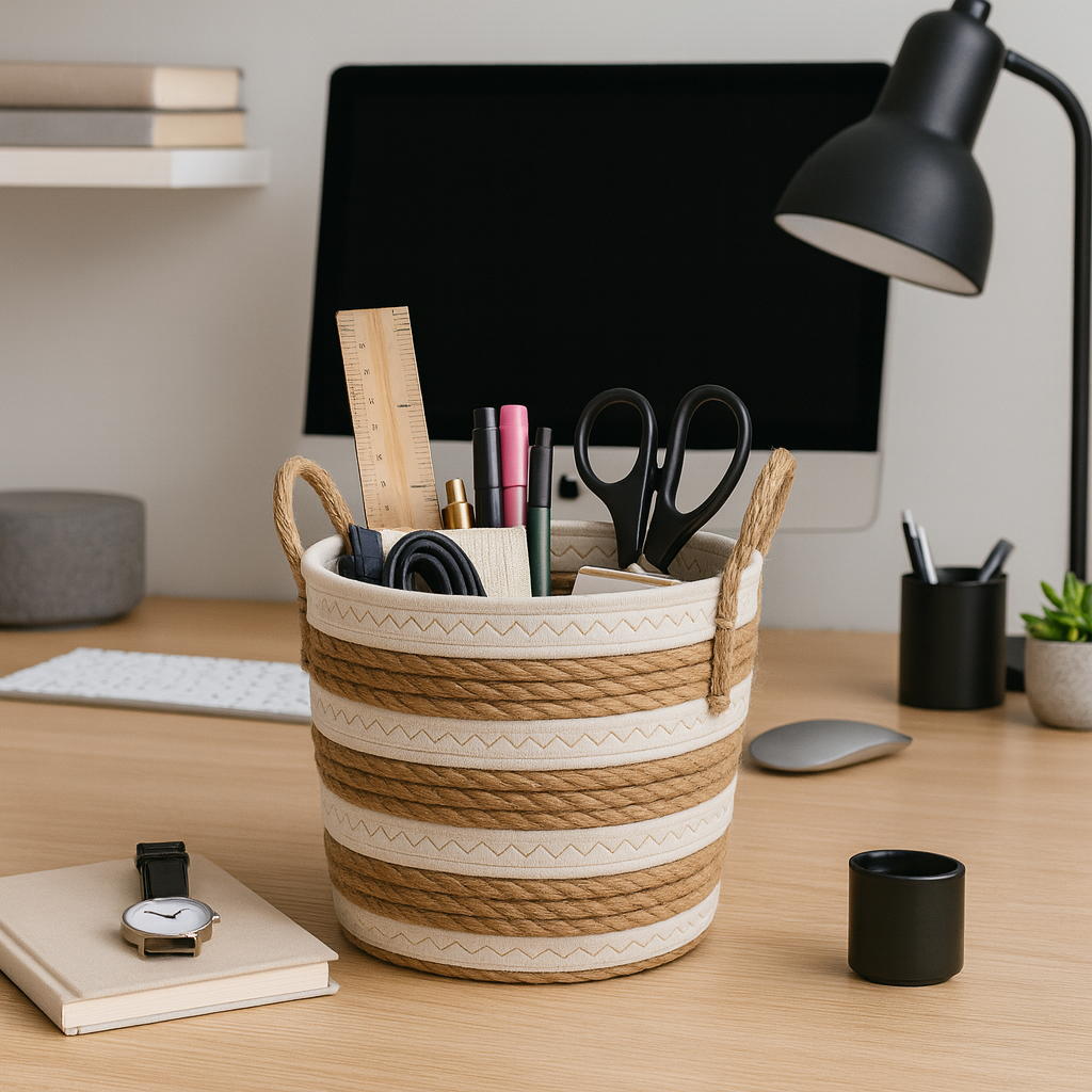 Cesto de Palha com Alça Multiuso 23x26cm - Imagem 5