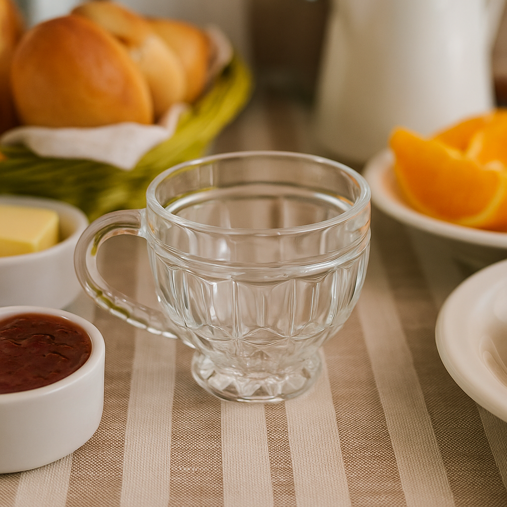 Xícara de Vidro 250ml Transparente com alça