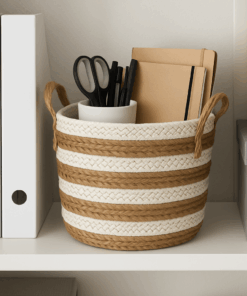 Cesto de Palha Multiuso com Alças 19x25cm