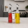 Galheteiro de Vidro e Inox para Azeite e Vinagre Hauskraft