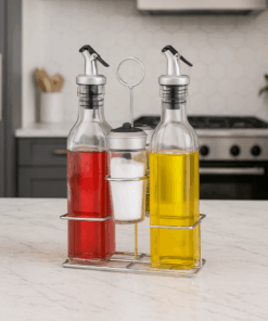 Galheteiro de Vidro e Inox para Azeite e Vinagre Hauskraft