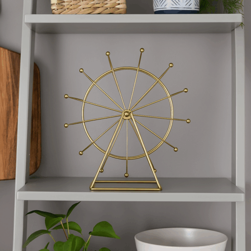 Mini Roda Gigante de Ferro Dourado Giratória Decorativa