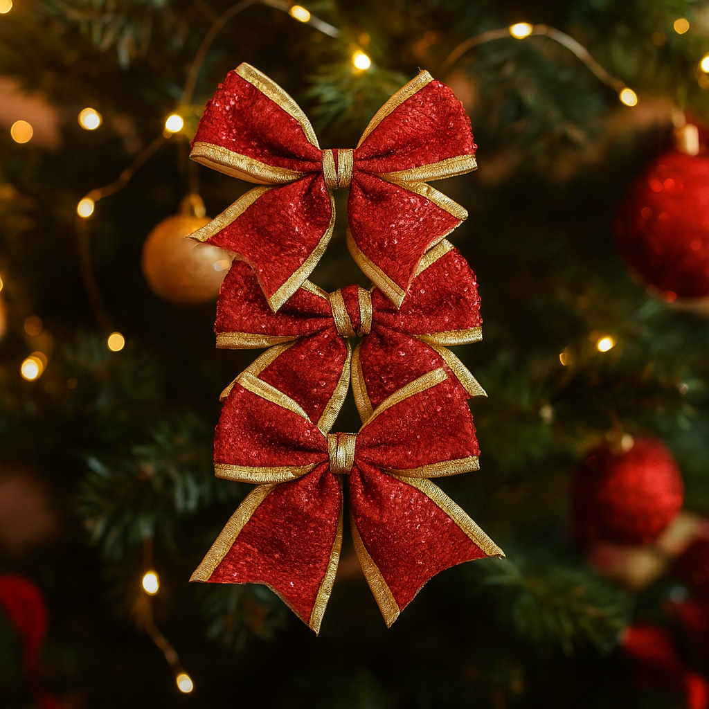 Laços natalinos vermelho para enfeite 11x9cm Wincy