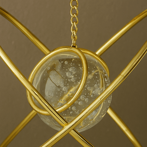 Esfera decorativa de Ferro Dourada com Centro de Vidro