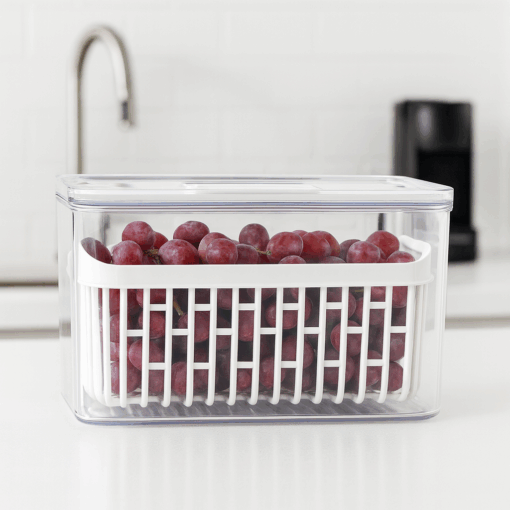 Organizador de Geladeira Transparente com Cesto