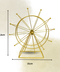 Mini Roda Gigante de Ferro Dourado Giratória Decorativa