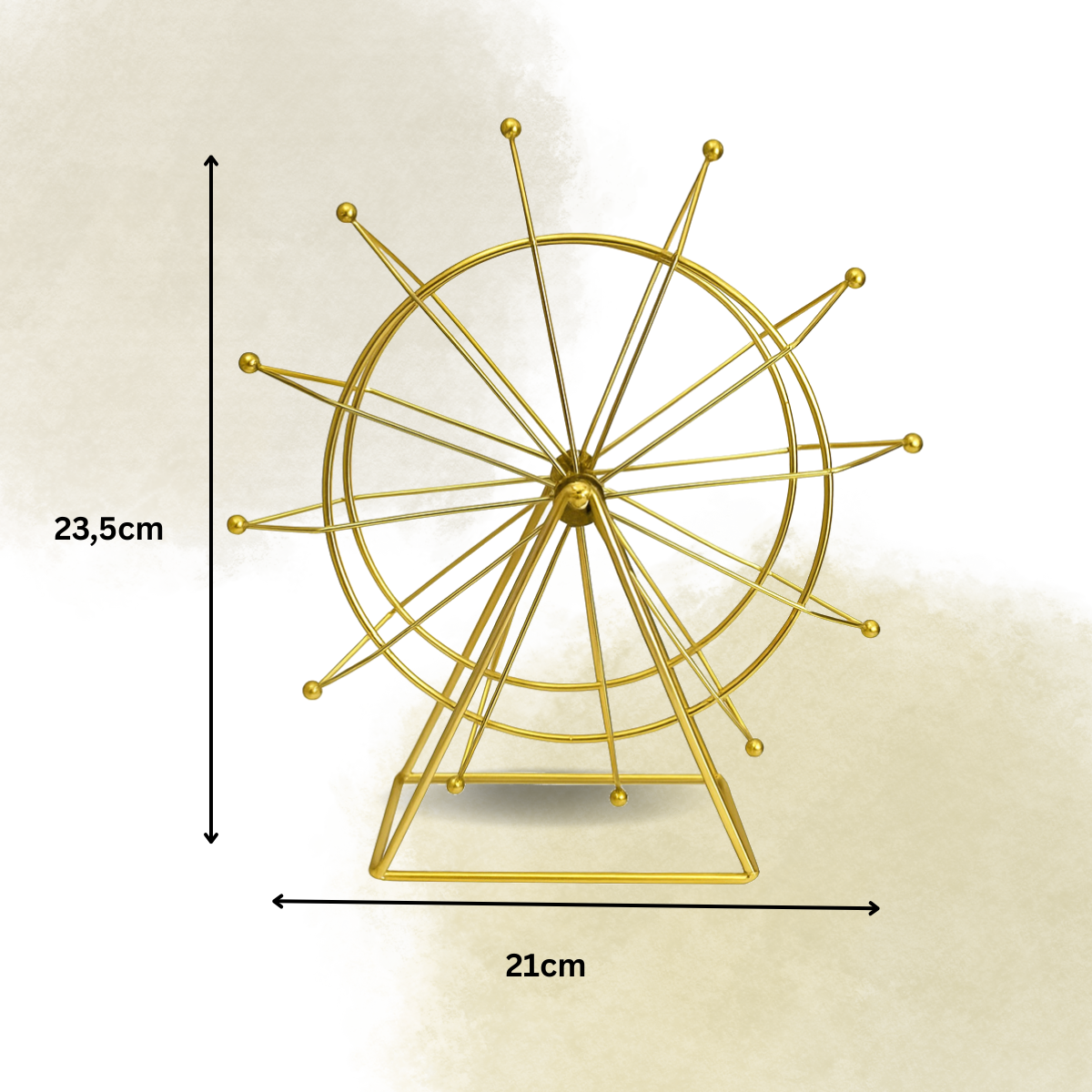 Mini Roda Gigante de Ferro Dourado Giratória Decorativa