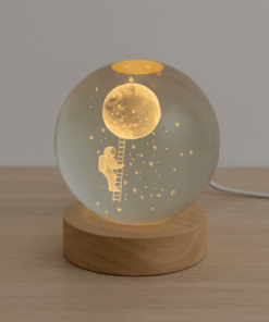 globo Luminária Crystal Ball de Madeira na base 25cm circunferência