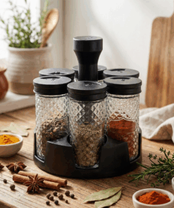 Porta Condimentos com 6 Potes de Vidros Belakaza