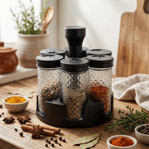 Porta Condimentos com 6 Potes de Vidros Belakaza